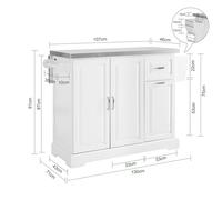 SoBuy White Kitchen Island with Extendable Worktop