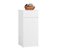 SoBuy White Laundry Basket Bathroom Storage Cabinet Unit with Drawer,BZR110-W,UK