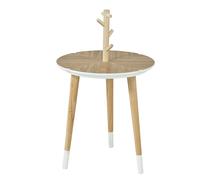 SoBuy White Round Nesting Tables with Glass Holder