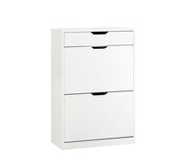SoBuy White Shoe Cabinet with Flip-Drawers & Storage