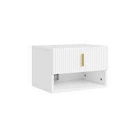 Bedside Table White Floating Unit With Led Motion Sensor Light & 1 Drawer & 1 Shelf,sobuy Fbt176-E-W