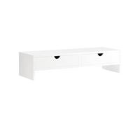 SoBuy Wooden Monitor Stand with Drawers Monitor Riser Computer Stand Desk Shelf Home Office Desk Accessories White 47x18x11cm BBF02-W
