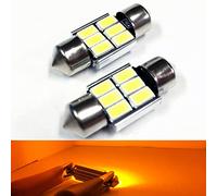 SOCAL-LED 2x 3022 31mm Festoon LED Bulbs Canbus 6W High Power Bright SMD 5730 Interior Dome Light, Map Light, Yellow (Amber)