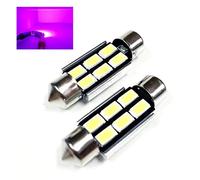 SOCAL-LED 2x 3710 36mm Festoon LED Bulbs Canbus 6W High Power Bright SMD 5730 Interior Dome Light, Map Light, Pink
