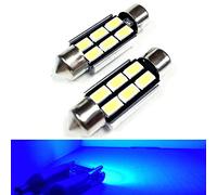 SOCAL-LED 2x 3710 36mm Festoon LED Bulbs Canbus 6W High Power Bright SMD 5730 Interior Dome Light, Map Light, Blue