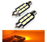 SOCAL-LED 2x 3710 36mm Festoon LED Bulbs Canbus 6W High Power Bright SMD 5730 Interior Dome Light, Map Light, Yellow (Amber)