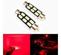 SOCAL-LED 2x 4210 42mm Festoon LED Bulbs Canbus 6W High Power Bright SMD 5730 Interior Dome Light, Map Light, Red