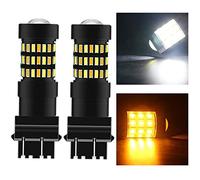 SOCAL-LED LIGHTING 3157 4157 Front Turn Signal LED Bulb Dual Function White Yellow Switchback Super Bright 4014 SMD, Pack of 2