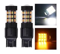 SOCAL-LED LIGHTING 7443 7444 Front Turn Signal LED Bulb Dual Function White Yellow Switchback Super Bright 4014 SMD, Pack of 2