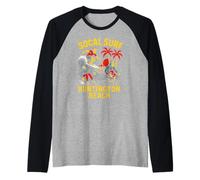 SoCal Surf Huntington Beach Vintage Mens Surfs Up Raglan Baseball Tee