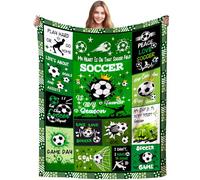 Soccer Adult Throw Blanket, Green, 80"x60", Soccer Letter Print
