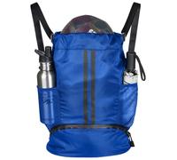 Soccer Backpack, Generic Waterproof Drawstring Gym Bag with Wet Dry Separation and Shoe Compartment, Blue Sports Backpack for Basketball Football Volleyball