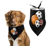 Soccer Ball Basketball Game Funny Dog Bandanas Adjustable Pet Neckerchief Summer Triangle Scarf for Small Medium Large Pets