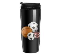 Soccer Ball Basketball Game Portable Coffee Cups Insulated Mug Water Tumbler with Lid Sealed for Hot Cold Drinks 350ml