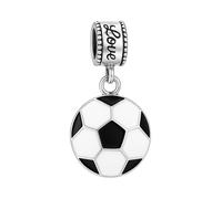 Soccer Ball Charm Bead - Black & White Enamel Dangle Charm for Players & Fans - Compatible with Pandora, Troll, Chamilia & European Bracelets - Gift for Soccer Lovers