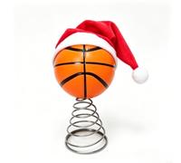 Soccer Ball Christmas Tree Decor With Santa Hat PU 7.09 Inch Metal Spring | Realistic black and white PU panel plush hat fits trees or tabletops stands 3.94 inch diameter