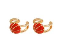 Soccer Ball Clip on Earrings Dainty Tiny Basketball Softball Ear Cuff Earrings Non Piercing Lightweight Sport Ball Earring for Women Game Jewelry, Copper, No Gemstone