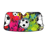 Soccer Ball Colorful Car Sun Shade Windshield Foldable Reflective Sun Visor Keeps Your Vehicle Cool 57×31.5 inch