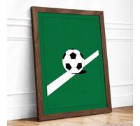 Soccer Ball Divided Minimalist Framed Wall Art Print A1 (84.1×59.4cm) Walnut, Wall Decor for Living Room, Bedroom, Office & Home, Ready to Hang, Art Gift