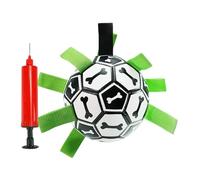 Soccer Ball Dog Toy, Dog Herding Ball with Nylon Straps, 5.91x5.91 inches Pet Yard Games, Outdoor Boredom Buster, Pup Chew Accessory for Puppies, Indestructible Puppy Water Toys