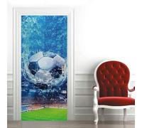 Soccer Ball Door Stickers for Interior Doors Sports Field 3D Door Sticker Murals Decals Wallpaper Self Adhesive Waterproof Poster for Bedroom Living Bathroom 85x200 cm d-680