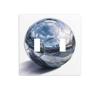 Soccer Ball Double Gang Toggle Light Cover Wall Plate Switch Decor Standard Size - 11.4x11.4cm