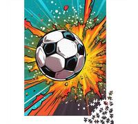 Soccer_ball_explosion 1000 Pcs 3-Layer Cardboard Cartoon_comic_style Jigsaw, Brain Training, Stress Relief, Wall Decor & Office Break Gift 38x26cm/1000pcs