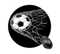 Soccer Ball Flies Into The Goal Mousepad Round Computer Mousepad Waterproof Gaming Mousepads with Non-Slip Rubber Base Mousepads Mousemat for Laptop Office 20 CM