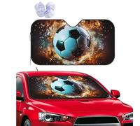 Soccer Ball Flying in The Air Car Windshield Sun Shade,Foldable Front Window Sun Visor Protector Uv Reflective Windshield Sunshade Covers Universal Car Accessories 51x27.5 Inch