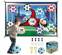 Soccer Ball Game Mat Set for Kids, Soccer Ball Indoor Target Toss Party Game, Outdoor Toss Soccer Goal Game with Velcro Ball, Flannel Goals, Sports Toys Gift for Boy Girl Birthday Christmas (A)
