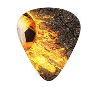 Soccer Ball In Burning Fire Flames,12 Pcs Guitar Pick,3 Different Thickness Plectrums for Acoustic Guitar Bass Ukulele (0.46mm 0.96mm 0.71mm)