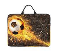 Soccer Ball In Burning Fire Flames, 14 Inch Laptop Sleeve, Notebook Bag Laptop Case Sleeve Briefcase with Handle
