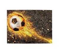 Soccer Ball In Burning Fire Flames,500 Pieces Puzzles for Adults-Wooden Jigsaw Puzzle for Adults Elderly