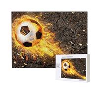 Soccer Ball In Burning Fire Flames,500 Pieces Wooden Jigsaw Family Game Jigsaw Puzzles for Adults Teens Home Decor