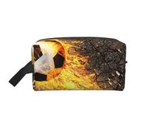 Soccer Ball in Burning Fire FlamesLarge Capacity Cosmetic Organizer，Travel Makeup Bag for Women