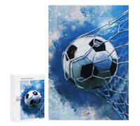 Soccer Ball in Net, Blue Watercolor, 300 PCS Wooden Brain Teaser for Adults, Winter Activity Gift, for Mindful Indoor Entertainment