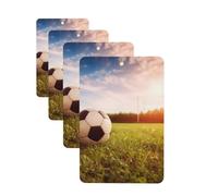 Soccer Ball On A Field Car Air Fresheners 4 Pcs Rectangle Hanging Car Air Freshener Fragrance Scented Cards Auto Mirror Pendant Aromatherapy Tablets For Car Home Office Closet Bathroom