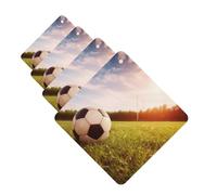 Soccer Ball On A Field Car Air Fresheners 4 Pcs Square Hanging Car Air Freshener Fragrance Scented Cards Auto Mirror Pendant Aromatherapy Tablets For Car Home Office Closet Bathroom