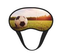 Soccer Ball on a Field Eye Mask for Sleeping Soft Satin Sleep Shade Cover Blindfold with Elastic Strap Travel Nap Blackout Eye Shade Cover for Women Men
