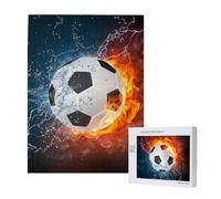 Soccer Ball On Fire And Water,500 Pieces Wooden Jigsaw Family Game Jigsaw Puzzles for Adults Teens