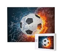 Soccer Ball On Fire And Water,500 Pieces Wooden Jigsaw Family Game Jigsaw Puzzles for Adults Teens Home Decor