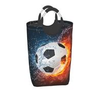 Soccer Ball On Fire And Water, Laundry Hamper, Collapsible Laundry Basket Large Durable Storage Bin with Handles 50L