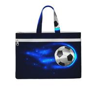 Soccer Ball On Fire,Canvas Document Bag Zipper File Tote Bag Handbag Briefcase for School Office