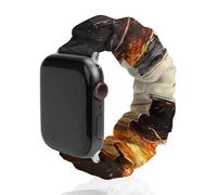 Soccer Ball On Fire Compatible with IWatch Series Watch Strap Fashion Scrunchies Stretchy
