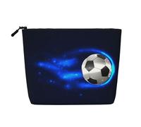 Soccer Ball On Fire, Cosmetic Bag Imitation Linen Makeup Bag Portable Travel Toiletry Bag
