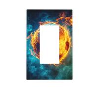 Soccer Ball On Fire Flames Light Switch Wall Plate Faceplate Cover Single Rocker 1 Gang Decorator Outlet Receptacle Covers for Home Kitchen Room Bathroom Decor