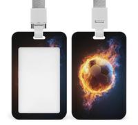 Soccer Ball on Fire ID Badge Holder Retractable Clip Card Holder Card Protector Name Badge Name Tag for Work Office Doctor Nurse