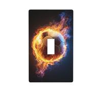 Soccer Ball On Fire Light Switch Cover Decorative Single Toggle 1 Gang Wall Plate for Kitchen Farmhouse Bedroom Bathroom Art Decor