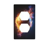Soccer Ball On Fire Outlet Cover Light Switch Cover Decorative 1 Gang Wall Plate for Kitchen Room Bathroom Size 7x11.4cm