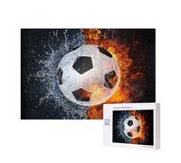 Soccer Ball On Fire Water,300 Pieces Wooden Jigsaw Family Game Jigsaw Puzzles for Adults Teens Home Decor